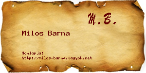 Milos Barna névjegykártya