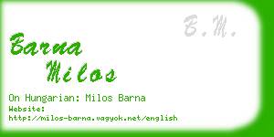 barna milos business card